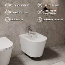 HD Madrid Glossy White íves falra szerelhető bidé, cserélhető színű túlfolyóval