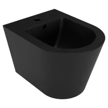 HD Madrid Matt Black íves falra szerelhető bidé, matt fekete túlfolyóval