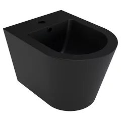   HD Madrid Matt Black íves falra szerelhető bidé, matt fekete túlfolyóval