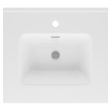 HD D07 White 50 cm fényes fehér slim kerámia mosdó fényes króm túlfolyóval