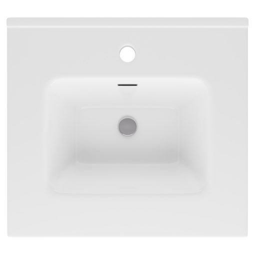 HD D07 White 50 cm fényes fehér slim kerámia mosdó fényes króm túlfolyóval