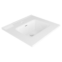   HD D07 White 50 cm fényes fehér slim kerámia mosdó fényes fehér túlfolyóval