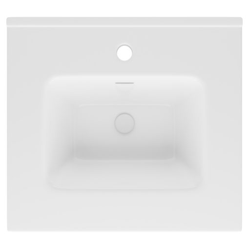 HD D07 White 50 cm fényes fehér slim kerámia mosdó fényes fehér túlfolyóval