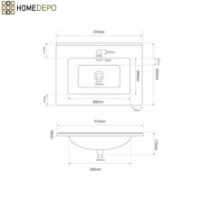 HD D07 White 50 cm fényes fehér slim kerámia mosdó fényes fehér túlfolyóval