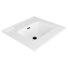   HD D07 White 50 cm fényes fehér slim kerámia mosdó matt fekete túlfolyóval