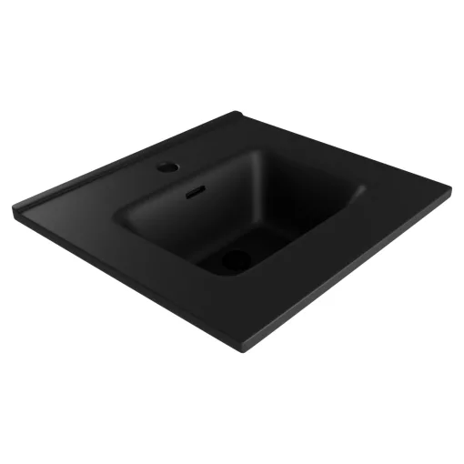 HD D07 Matt Black 50 cm matt fekete slim kerámia mosdó matt fekete túlfolyóval