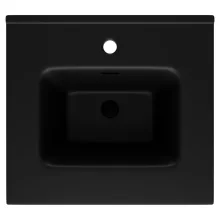 HD D07 Matt Black 50 cm matt fekete slim kerámia mosdó matt fekete túlfolyóval