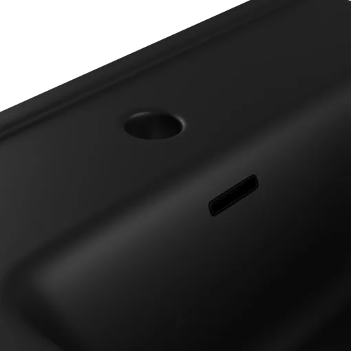 HD D07 Matt Black 50 cm matt fekete slim kerámia mosdó matt fekete túlfolyóval