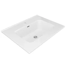 HD D07 White 60 cm fényes fehér slim kerámia mosdó fényes króm túlfolyóval