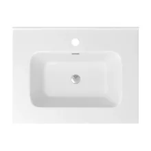 HD D07 White 60 cm fényes fehér slim kerámia mosdó fényes króm túlfolyóval