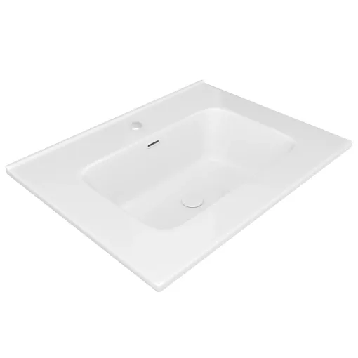 HD D07 White 60 cm fényes fehér slim kerámia mosdó fényes fehér túlfolyóval