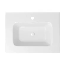 HD D07 White 60 cm fényes fehér slim kerámia mosdó fényes fehér túlfolyóval