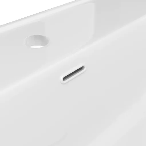HD D07 White 60 cm fényes fehér slim kerámia mosdó fényes fehér túlfolyóval