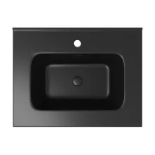HD D07 Matt Black 60 cm matt fekete slim kerámia mosdó matt fekete túlfolyóval