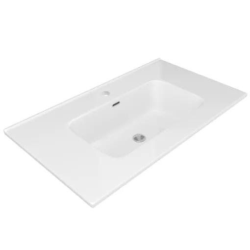 HD D07 White 80 cm fényes fehér slim kerámia mosdó fényes króm túlfolyóval