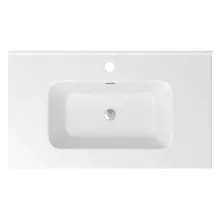 HD D07 White 80 cm fényes fehér slim kerámia mosdó fényes króm túlfolyóval