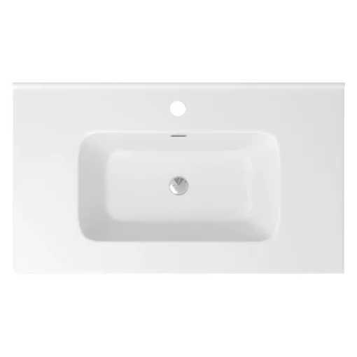HD D07 White 80 cm fényes fehér slim kerámia mosdó fényes króm túlfolyóval
