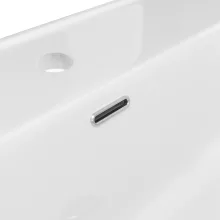 HD D07 White 80 cm fényes fehér slim kerámia mosdó fényes króm túlfolyóval
