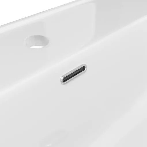HD D07 White 80 cm fényes fehér slim kerámia mosdó fényes króm túlfolyóval