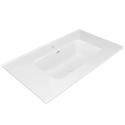 HD D07 White 80 cm fényes fehér slim kerámia mosdó fényes fehér túlfolyóval