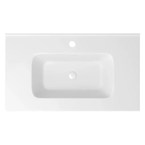 HD D07 White 80 cm fényes fehér slim kerámia mosdó fényes fehér túlfolyóval