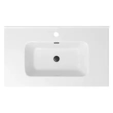 HD D07 White 80 cm fényes fehér slim kerámia mosdó matt fekete túlfolyóval