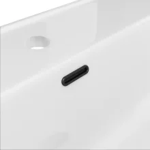 HD D07 White 80 cm fényes fehér slim kerámia mosdó matt fekete túlfolyóval