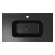 HD D07 Matt Black 80 cm matt fekete slim kerámia mosdó matt fekete túlfolyóval