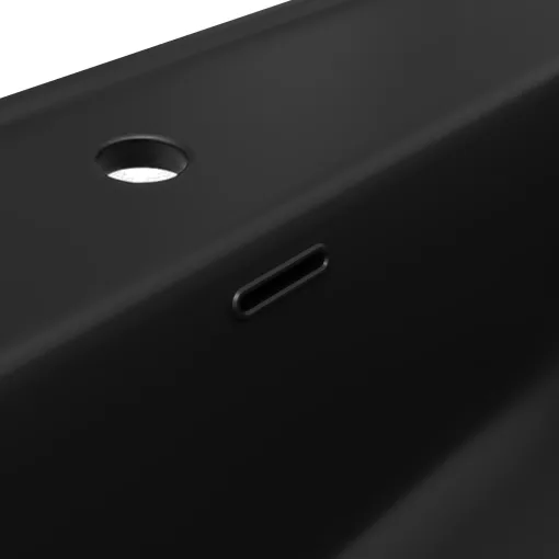 HD D07 Matt Black 80 cm matt fekete slim kerámia mosdó matt fekete túlfolyóval