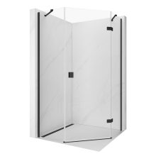 HD Diamond "S" Black 80x80 szögletes nyílóajtós zuhanykabin 6 mm vastag vízlepergető biztonsági üveggel, fekete elemekkel, 195 cm magas