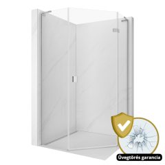   HD Diamond "L" 80x90 aszimmetrikus szögletes nyílóajtós zuhanykabin 6 mm vastag vízlepergető biztonsági üveggel, krómozott elemekkel, 195 cm magas