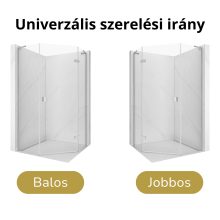 HD Diamond "L" 80x90 aszimmetrikus szögletes nyílóajtós zuhanykabin 6 mm vastag vízlepergető biztonsági üveggel, krómozott elemekkel, 195 cm magas