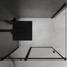 HD Defender "T" Black 100x100 szögletes nyílóajtós zuhanykabin 6 mm vastag vízlepergető biztonsági üveggel, fekete színű elemekkel, 195 cm magas