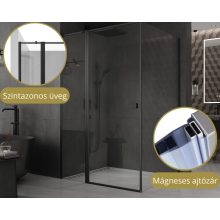 HD Defender "T" Black 100x100 szögletes nyílóajtós zuhanykabin 6 mm vastag vízlepergető biztonsági üveggel, fekete színű elemekkel, 195 cm magas