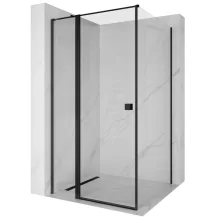 HD Defender "T" Black 110x70 aszimmetrikus szögletes nyílóajtós zuhanykabin 6 mm vastag vízlepergető biztonsági üveggel, fekete színű elemekkel, 195 cm magas