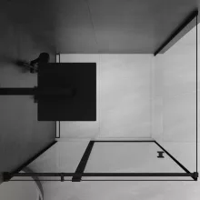 HD Defender "T" Black 110x70 aszimmetrikus szögletes nyílóajtós zuhanykabin 6 mm vastag vízlepergető biztonsági üveggel, fekete színű elemekkel, 195 cm magas