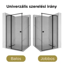 HD Defender "T" Black 110x70 aszimmetrikus szögletes nyílóajtós zuhanykabin 6 mm vastag vízlepergető biztonsági üveggel, fekete színű elemekkel, 195 cm magas