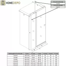HD Defender "T" Black 110x70 aszimmetrikus szögletes nyílóajtós zuhanykabin 6 mm vastag vízlepergető biztonsági üveggel, fekete színű elemekkel, 195 cm magas