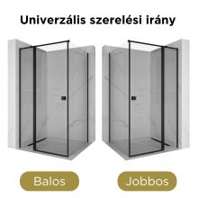 HD Defender "T" Black 120x90 aszimmetrikus szögletes nyílóajtós zuhanykabin 6 mm vastag vízlepergető biztonsági üveggel, fekete színű elemekkel, 195 cm magas