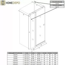 HD Defender "T" Black 120x90 aszimmetrikus szögletes nyílóajtós zuhanykabin 6 mm vastag vízlepergető biztonsági üveggel, fekete színű elemekkel, 195 cm magas