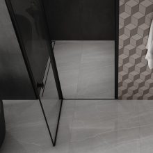 HD Defender Black 90x195, 90 cm széles fix+nyíló zuhanyajtó 6 mm vastag vízlepergető biztonsági üveggel, fekete elemekkel, 195 cm magas