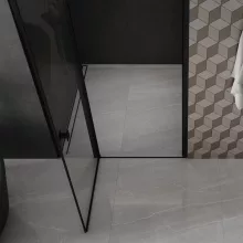 HD Defender Black 80/90/100/110/120 cm széles fix+nyíló zuhanyajtó 6 mm vastag vízlepergető biztonsági üveggel, fekete elemekkel, 195 cm magas