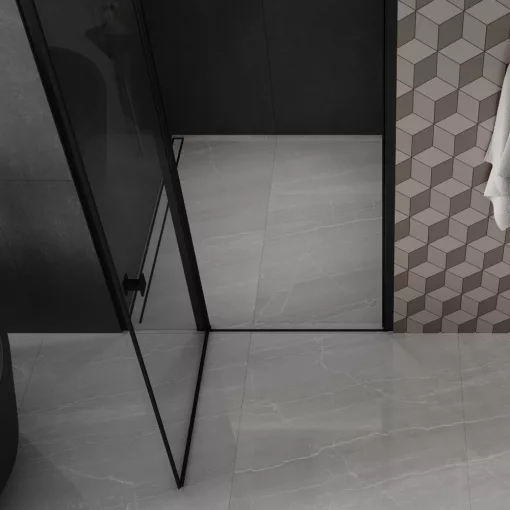 HD Defender Black 80/90/100/110/120 cm széles fix+nyíló zuhanyajtó 6 mm vastag vízlepergető biztonsági üveggel, fekete elemekkel, 195 cm magas