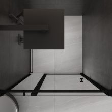 HD Defender Black 90x195, 90 cm széles fix+nyíló zuhanyajtó 6 mm vastag vízlepergető biztonsági üveggel, fekete elemekkel, 195 cm magas