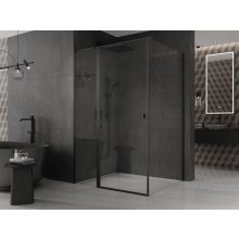 HD Defender "T" Black 90x90 szögletes nyílóajtós zuhanykabin 6 mm vastag vízlepergető biztonsági üveggel, fekete színű elemekkel, 195 cm magas