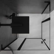 HD Defender Duo "L" Black 100x110 aszimmetrikus szögletes nyílóajtós zuhanykabin 6 mm vastag vízlepergető biztonsági üveggel, fekete elemekkel, 195 cm magas