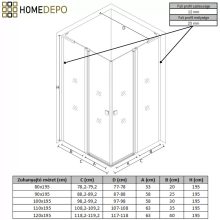 HD Defender Duo "L" Black 100x110 aszimmetrikus szögletes nyílóajtós zuhanykabin 6 mm vastag vízlepergető biztonsági üveggel, fekete elemekkel, 195 cm magas