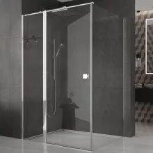HD Defender "T" 100x70 aszimmetrikus szögletes nyílóajtós zuhanykabin 6 mm vastag vízlepergető biztonsági üveggel, krómozott elemekkel, 195 cm magas