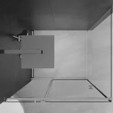 HD Defender "T" 100x70 aszimmetrikus szögletes nyílóajtós zuhanykabin 6 mm vastag vízlepergető biztonsági üveggel, krómozott elemekkel, 195 cm magas