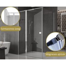 HD Defender "T" 100x70 aszimmetrikus szögletes nyílóajtós zuhanykabin 6 mm vastag vízlepergető biztonsági üveggel, krómozott elemekkel, 195 cm magas